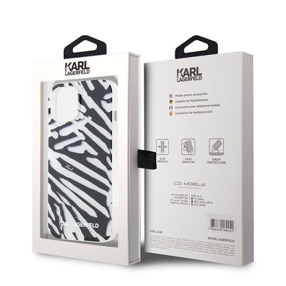 Futrola za Apple iPhone 15, Karl Lagerfeld, IML Luxury Zebra Pattern with Strap, Crna