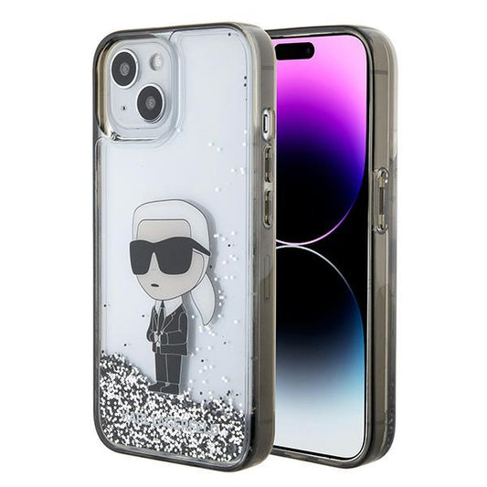 Futrola za Apple iPhone 15, Karl Lagerfeld, Liquid Glitter Ikonik Karl, Prozirna