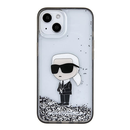 Futrola za Apple iPhone 15, Karl Lagerfeld, Liquid Glitter Ikonik Karl, Prozirna