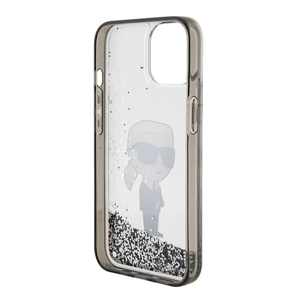 Futrola za Apple iPhone 15, Karl Lagerfeld, Liquid Glitter Ikonik Karl, Prozirna