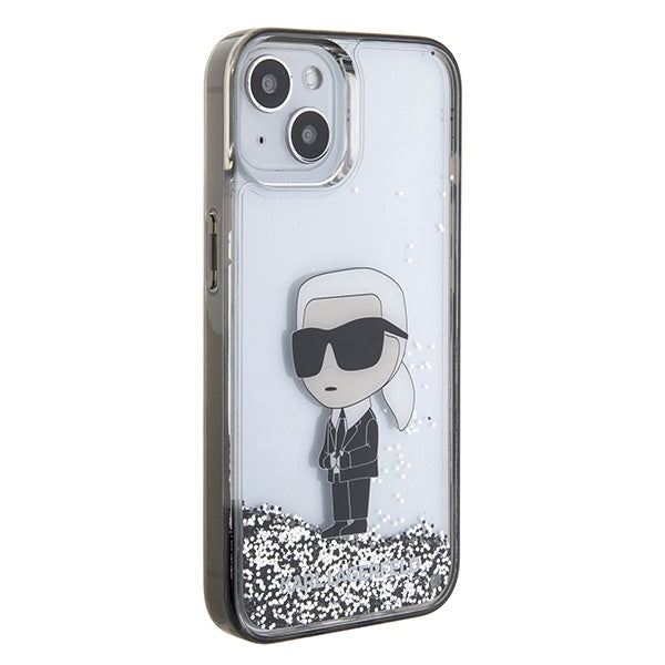 Futrola za Apple iPhone 15, Karl Lagerfeld, Liquid Glitter Ikonik Karl, Prozirna