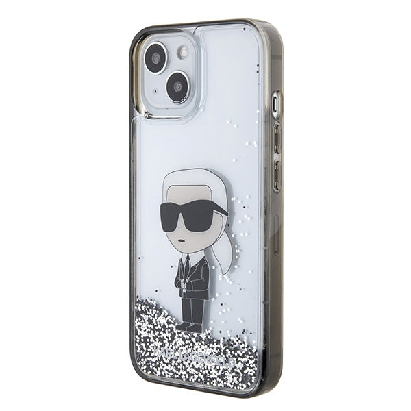 Futrola za Apple iPhone 15, Karl Lagerfeld, Liquid Glitter Ikonik Karl, Prozirna