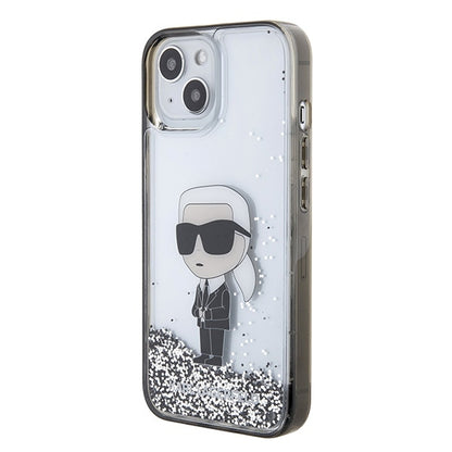 Futrola za Apple iPhone 15, Karl Lagerfeld, Liquid Glitter Ikonik Karl, Prozirna
