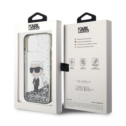 Futrola za Apple iPhone 15, Karl Lagerfeld, Liquid Glitter Ikonik Karl, Prozirna