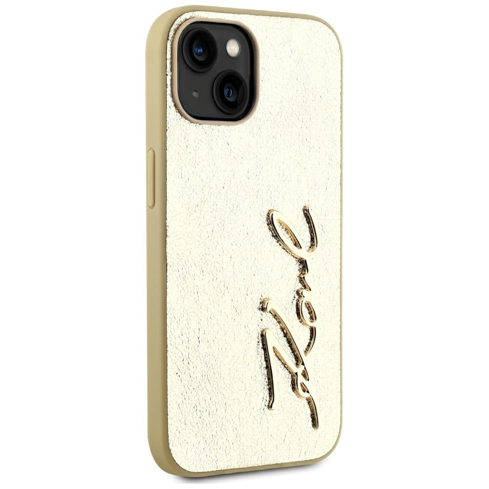 Futrola za Apple iPhone 15, Karl Lagerfeld, Metal Signature, Zlatna