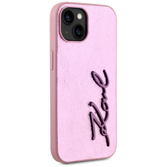 Futrola za Apple iPhone 15, Karl Lagerfeld, Metal Signature, Roza