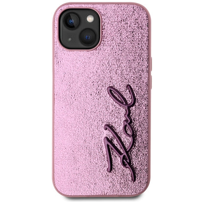 Futrola za Apple iPhone 15, Karl Lagerfeld, Metal Signature, Roza