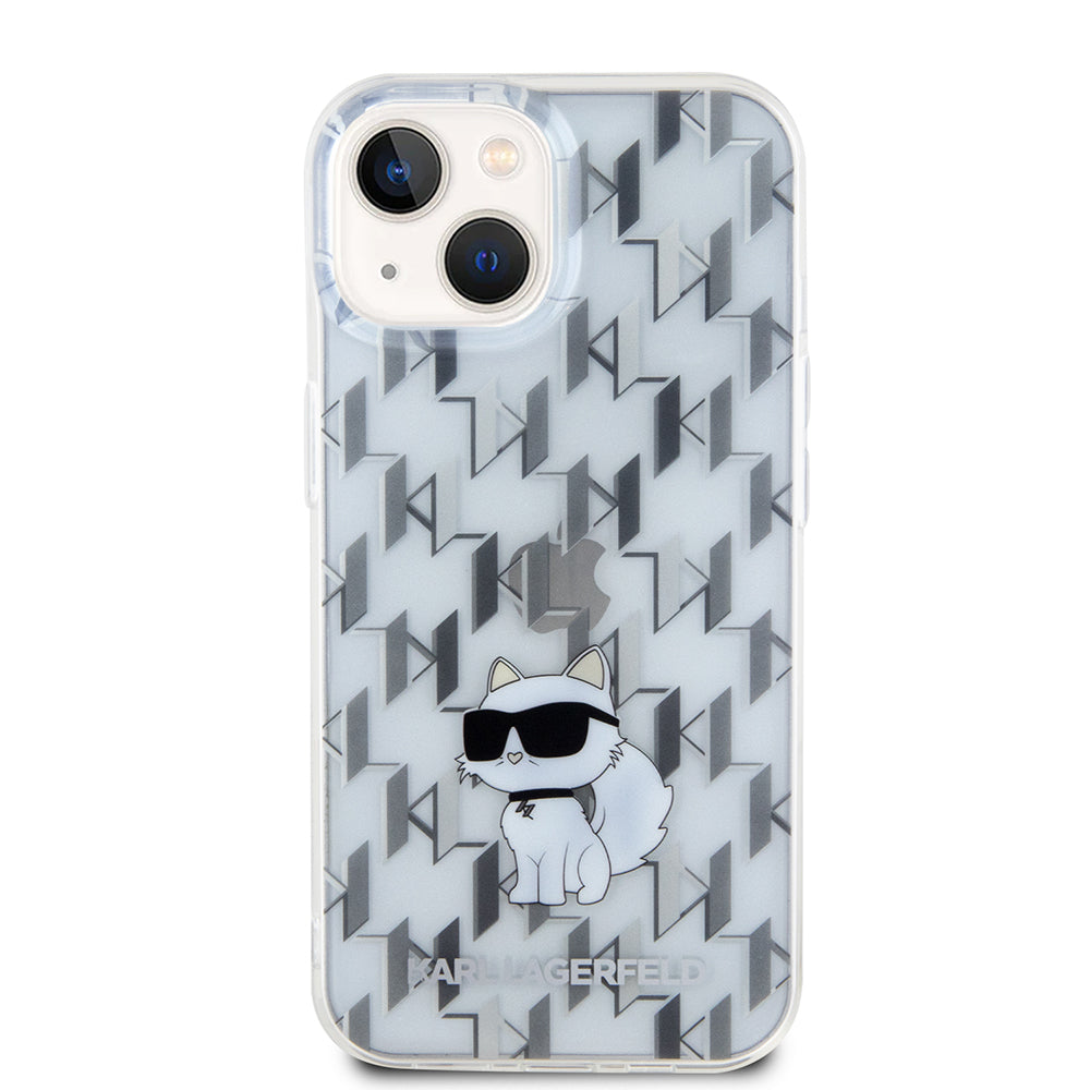 Futrola za Apple iPhone 15, Karl Lagerfeld, Monogram Choupette, Prozirna
