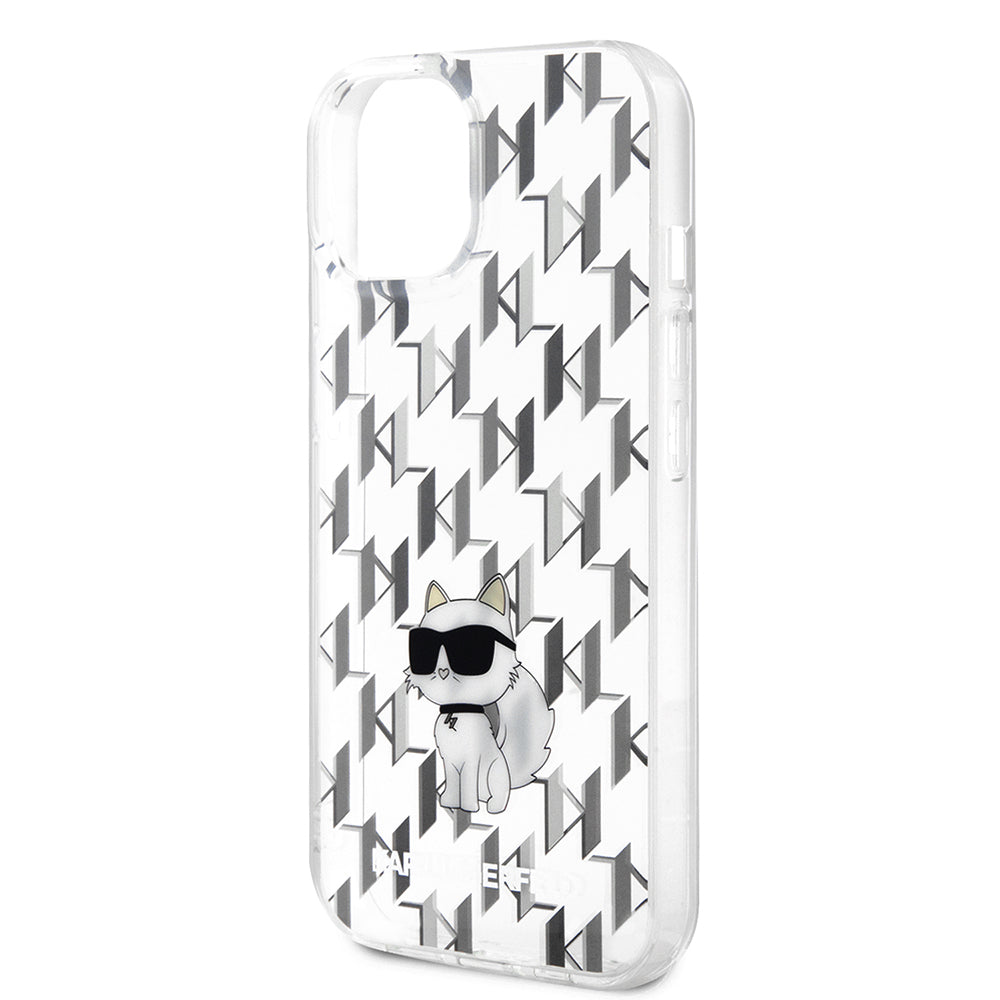 Futrola za Apple iPhone 15, Karl Lagerfeld, Monogram Choupette, Prozirna