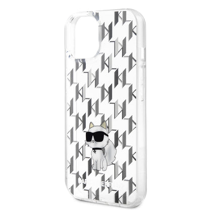 Futrola za Apple iPhone 15, Karl Lagerfeld, Monogram Choupette, Prozirna