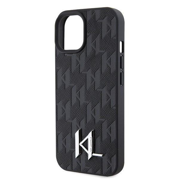 Futrola za Apple iPhone 15, Karl Lagerfeld, Monogram Hot Stamp Metal Logo, Crna