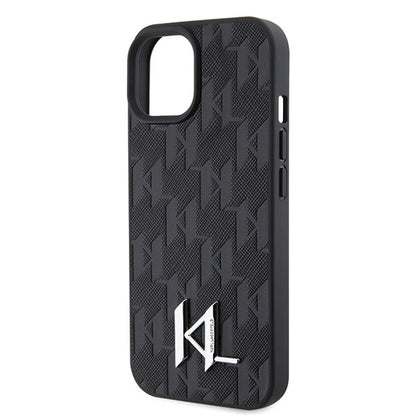 Futrola za Apple iPhone 15, Karl Lagerfeld, Monogram Hot Stamp Metal Logo, Crna