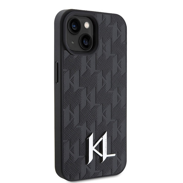 Futrola za Apple iPhone 15, Karl Lagerfeld, Monogram Hot Stamp Metal Logo, Crna