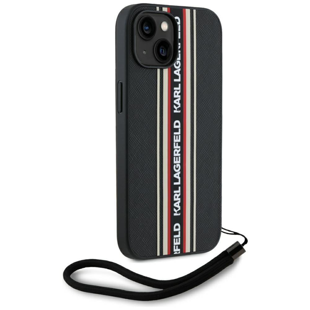 Futrola za Apple iPhone 15, Karl Lagerfeld, Saffiano Athleisure Stripes with Strap, Rosie