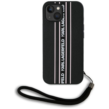 Futrola za Apple iPhone 15, Karl Lagerfeld, Saffiano Athleisure Stripes with Strap, Roza