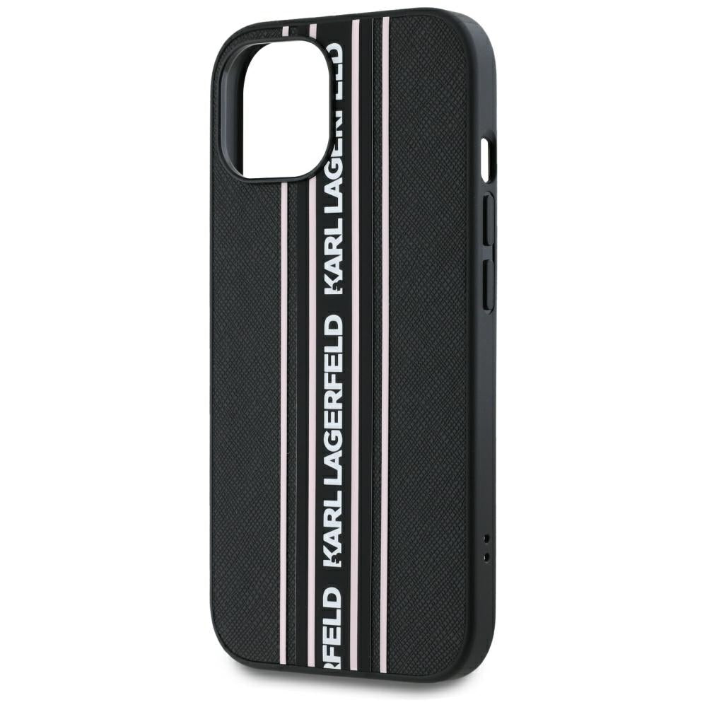 Futrola za Apple iPhone 15, Karl Lagerfeld, Saffiano Athleisure Stripes with Strap, Roza