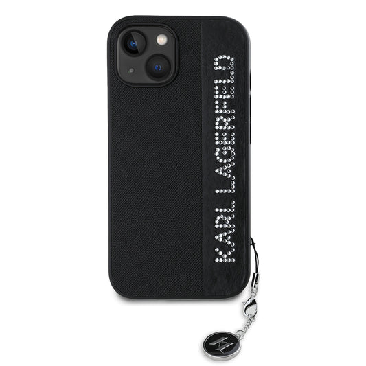 Futrola za Apple iPhone 15, Karl Lagerfeld, Saffiano Rhinestones & Charm, Crna