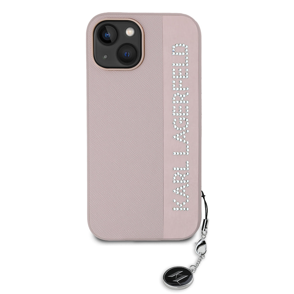Futrola za Apple iPhone 15, Karl Lagerfeld, Saffiano Rhinestones & Charm, Roza