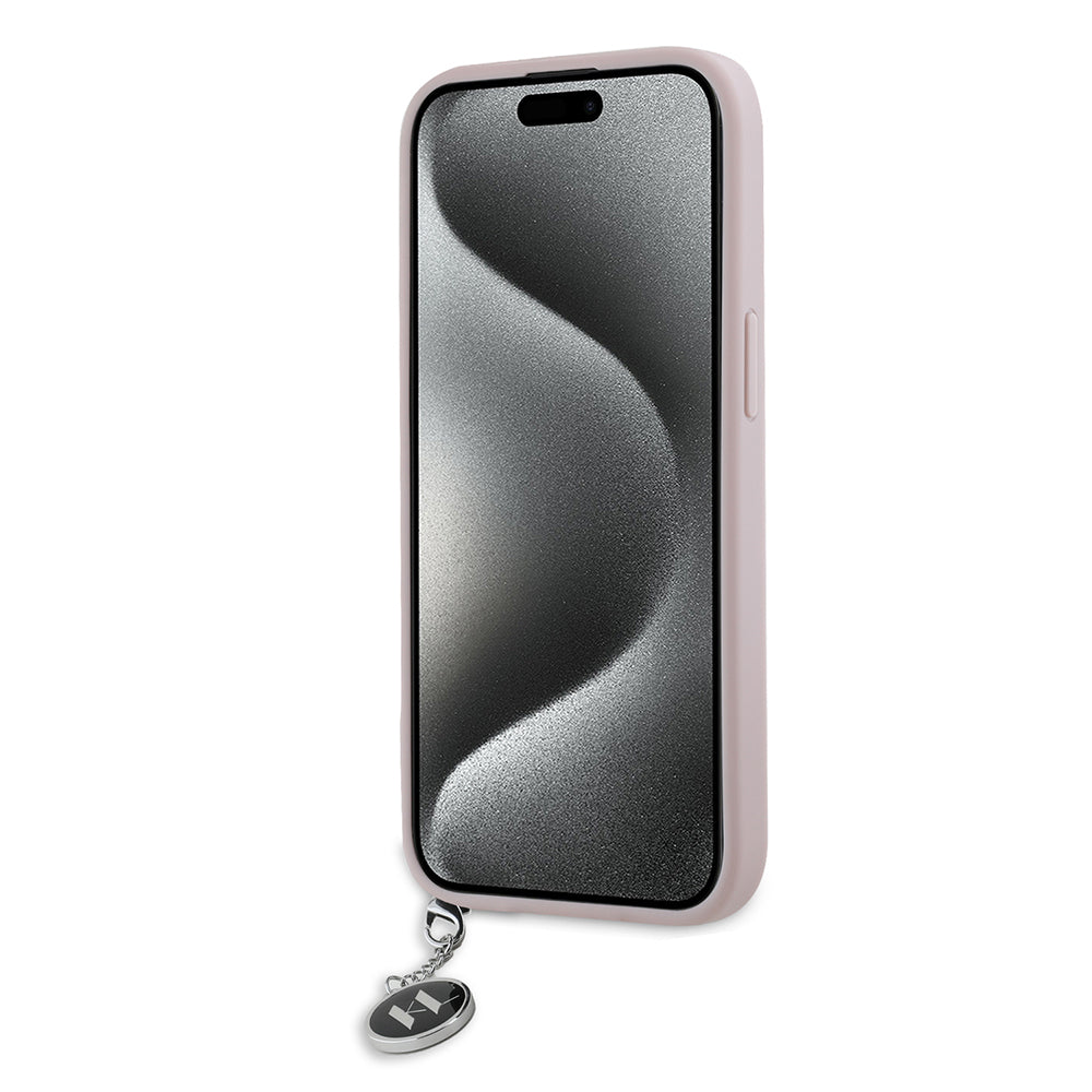Futrola za Apple iPhone 15, Karl Lagerfeld, Saffiano Rhinestones & Charm, Roza