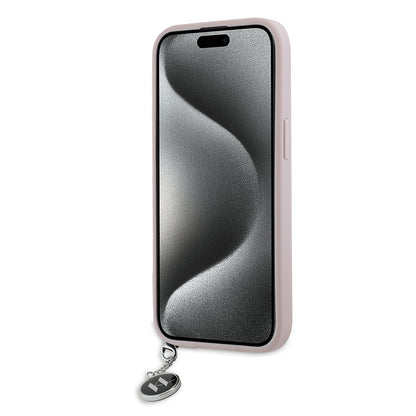 Futrola za Apple iPhone 15, Karl Lagerfeld, Saffiano Rhinestones & Charm, Roza