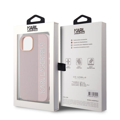 Futrola za Apple iPhone 15, Karl Lagerfeld, Saffiano Rhinestones & Charm, Roza