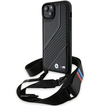 Maska za Apple iPhone 15 Plus, BMW, M Edition Carbon Stripe & Strap, Crna