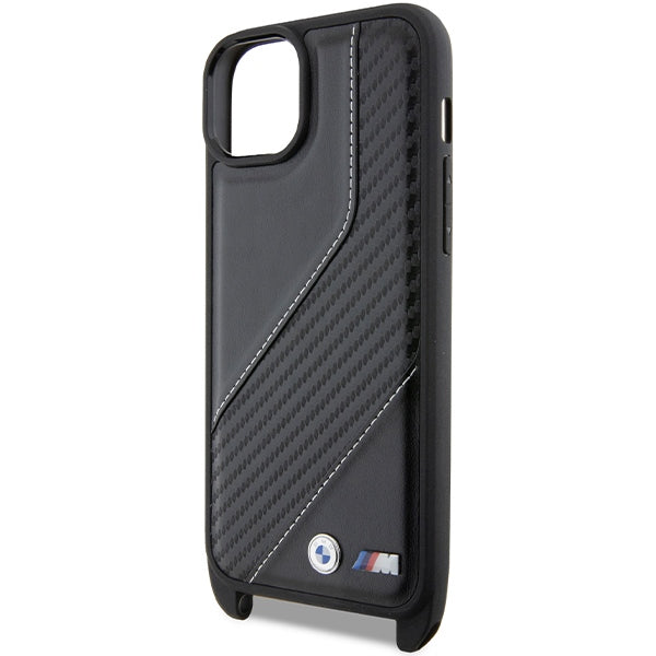 Maska za Apple iPhone 15 Plus, BMW, M Edition Carbon Stripe & Strap, Crna