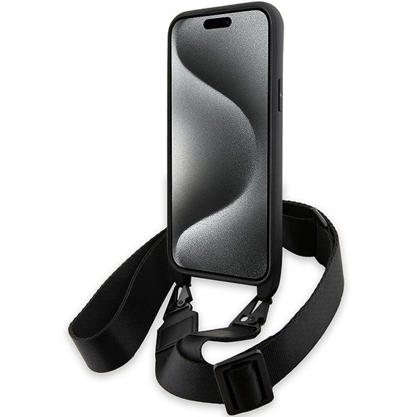 Maska za Apple iPhone 15 Plus, BMW, M Edition Carbon Stripe & Strap, Crna