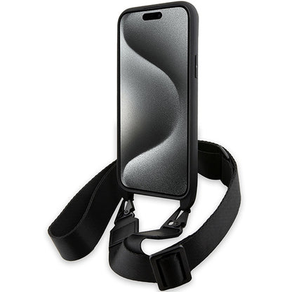 Maska za Apple iPhone 15 Plus, BMW, M Edition Carbon Stripe & Strap, Crna