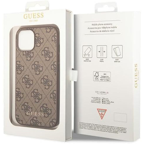 Futrola za Apple iPhone 15 Plus, Guess, 4G Metal Gold Logo, Smeđa