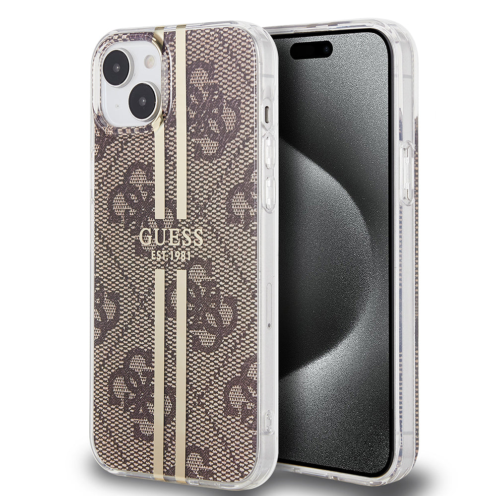Futrola za Apple iPhone 15 Plus, Guess, IML 4G Gold Stripe, Smeđa