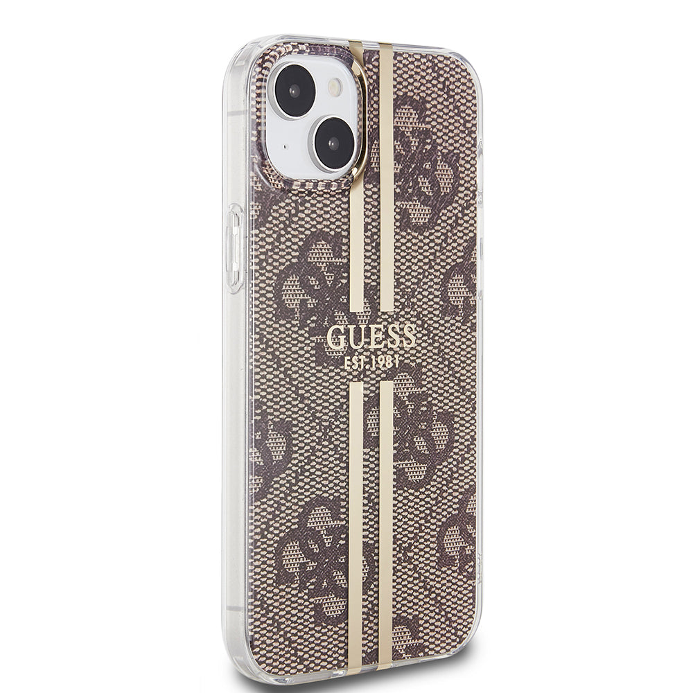 Futrola za Apple iPhone 15 Plus, Guess, IML 4G Gold Stripe, Smeđa