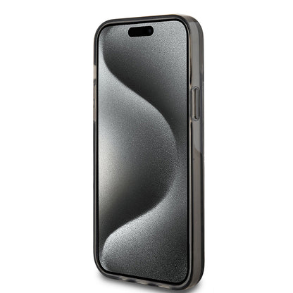 Futrola za Apple iPhone 15 Plus, Guess, Liquid Glitter Gold Stripes, Crna