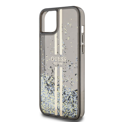 Futrola za Apple iPhone 15 Plus, Guess, Liquid Glitter Gold Stripes, Crna
