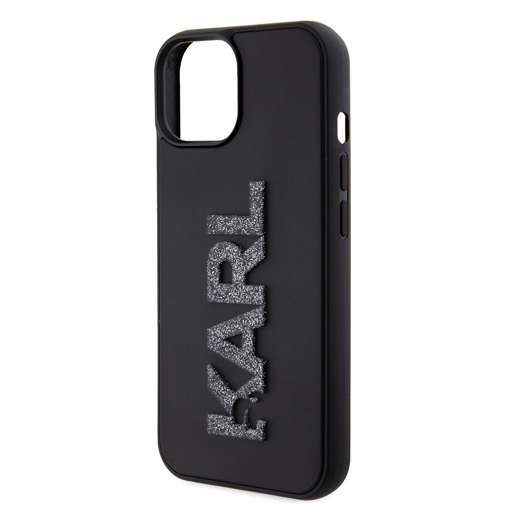 Futrola za Apple iPhone 15 Plus, Karl Lagerfeld, 3D Rubber Glitter Logo, Crna