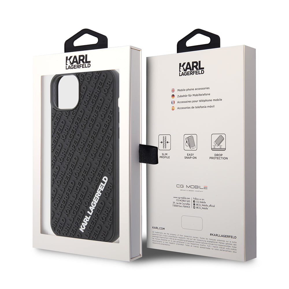 Futrola za Apple iPhone 15 Plus, Karl Lagerfeld, 3D Rubber Multi Logo, Crna