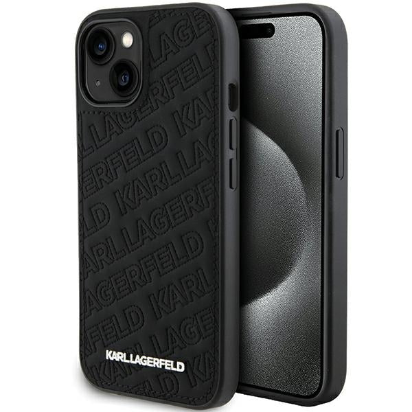 Futrola za Apple iPhone 15 Plus, Karl Lagerfeld, Diagonal Quilted K Pattern, Crna