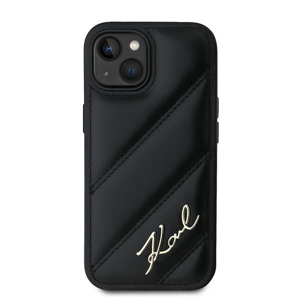 Futrola za Apple iPhone 15 Plus, Karl Lagerfeld, Diagonal Quilted Script, Crna