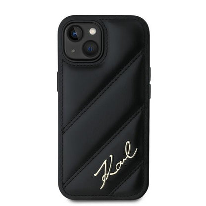 Futrola za Apple iPhone 15 Plus, Karl Lagerfeld, Diagonal Quilted Script, Crna