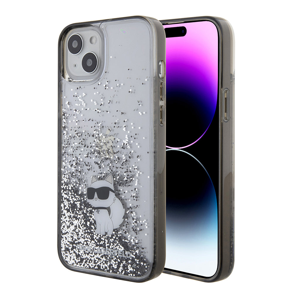 Futrola za Apple iPhone 15 Plus, Karl Lagerfeld, Liquid Glitter Choupette, Prozirna