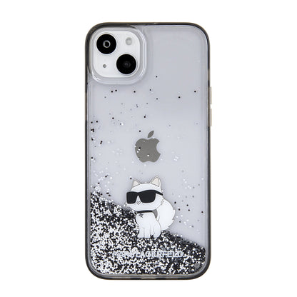 Futrola za Apple iPhone 15 Plus, Karl Lagerfeld, Liquid Glitter Choupette, Prozirna