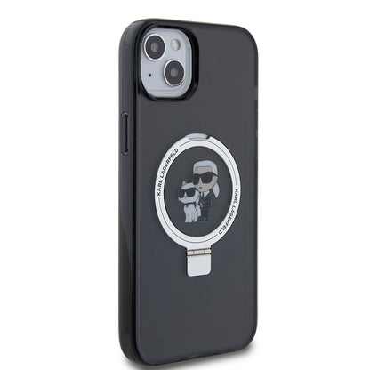 Futrola za Apple iPhone 15 Plus, Karl Lagerfeld, Ringstand Karl & Choupette, Crna