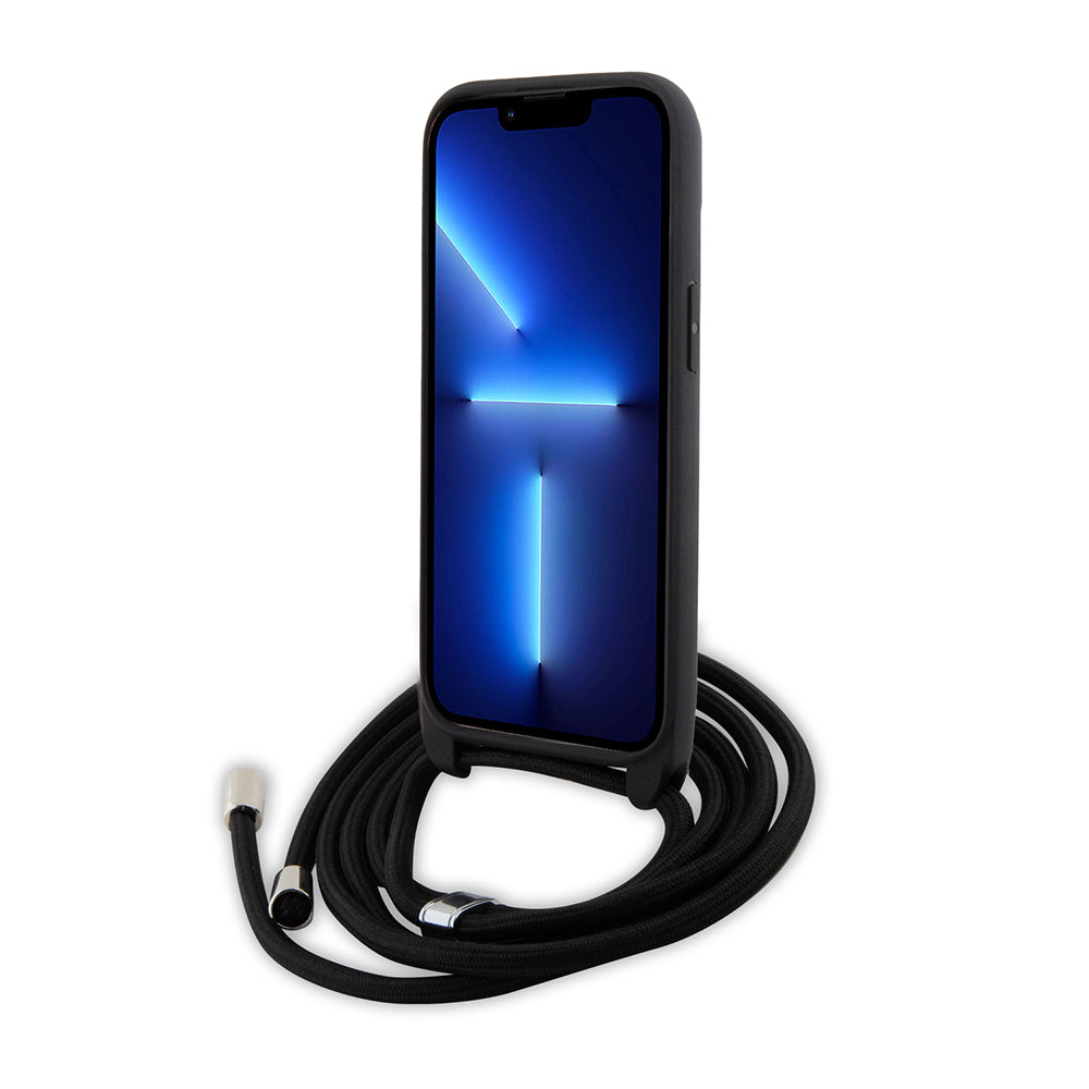 Futrola za Apple iPhone 15 Plus, Karl Lagerfeld, Saffiano Crossbody Metal Pin Karl & Choupette, Crna