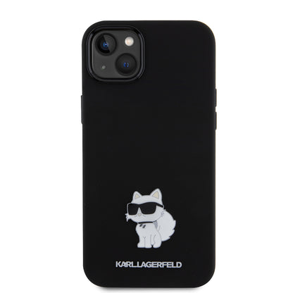 Futrola za Apple iPhone 15 Plus, Karl Lagerfeld, Silicone Choupette Metal, Crna