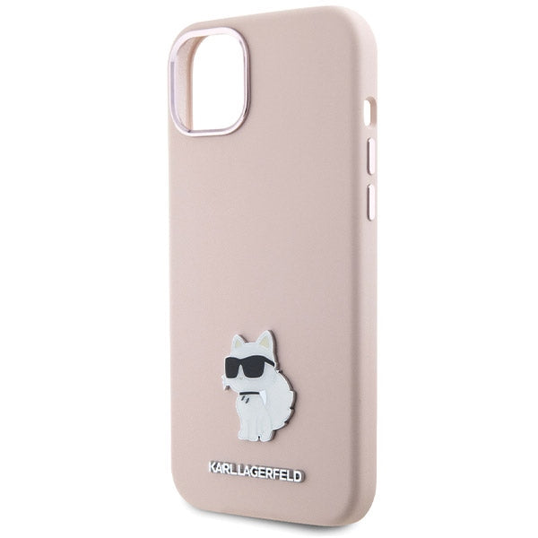 Futrola za Apple iPhone 15 Plus, Karl Lagerfeld, Silicone Choupette Metal, Roza