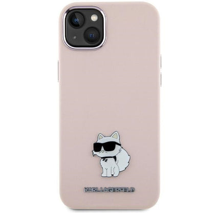 Futrola za Apple iPhone 15 Plus, Karl Lagerfeld, Silicone Choupette Metal, Roza
