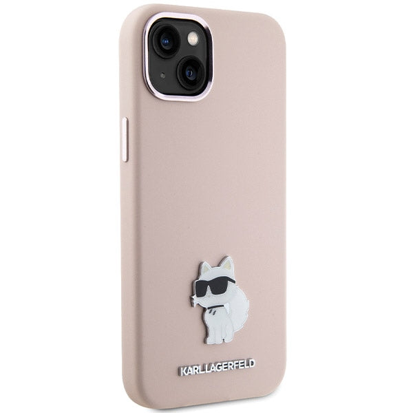 Futrola za Apple iPhone 15 Plus, Karl Lagerfeld, Silicone Choupette Metal, Roza