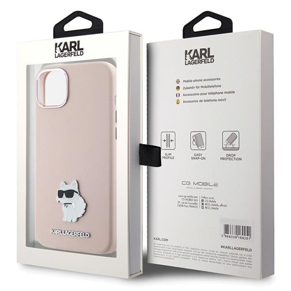 Futrola za Apple iPhone 15 Plus, Karl Lagerfeld, Silicone Choupette Metal, Roza