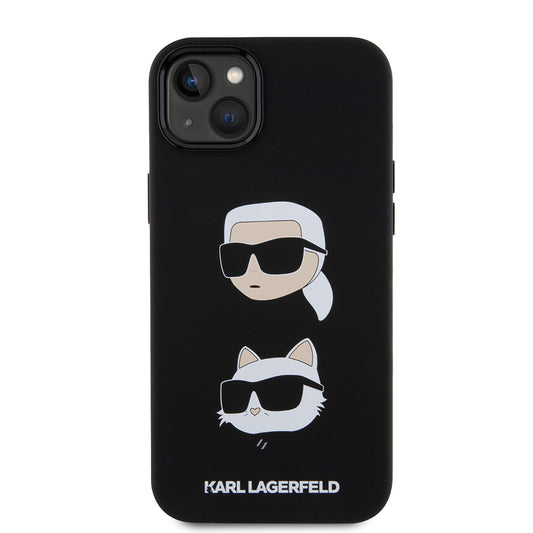 Futrola za Apple iPhone 15 Plus, Karl Lagerfeld, Silikonska Karl & Choupette's Heads, Crna