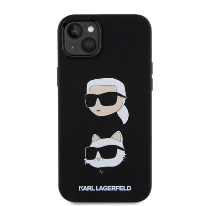 Futrola za Apple iPhone 15 Plus, Karl Lagerfeld, Silikonska Karl & Choupette's Heads, Crna